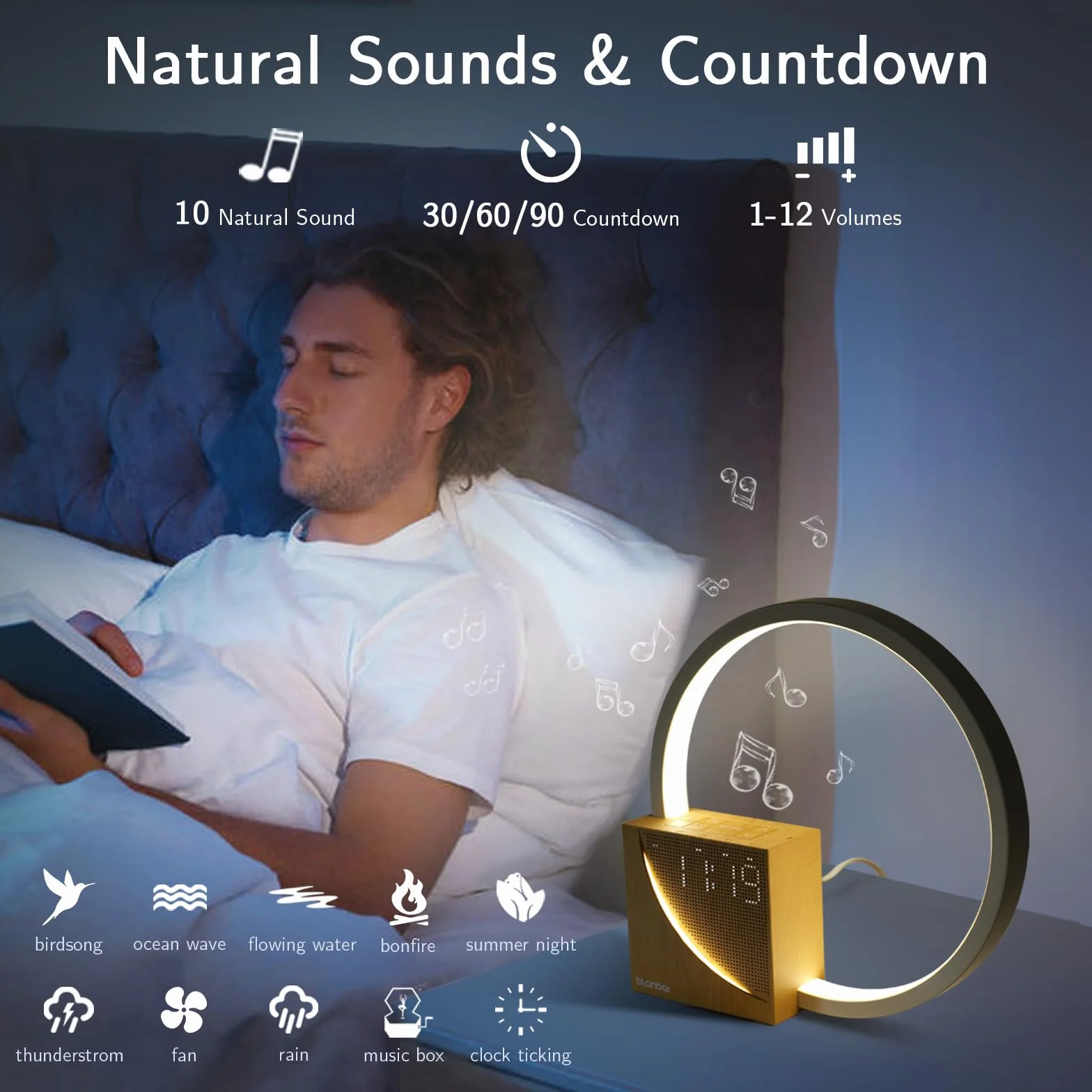 blonbar Nachttischlampe mit USB-Ladefunktion, Touch Control Dimmbar Lichtwecker Wake Up Light Einschlafhilfe Babys und Erwachsene, 3 Stufige Helligkeit Nachttischlampe für Schlafzimmer Wohnzimmer
