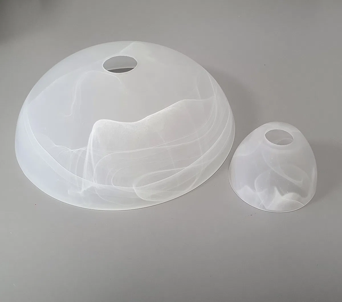Ersatzglas Fluterglas Komplettset alabasterfarbig – Lampenschirm Glas Ersatz für Stehlampe, Deckenfluter, Leseleuchte & Oberlicht – passend für E14 / E27 Fassung inkl. Adapterringe
