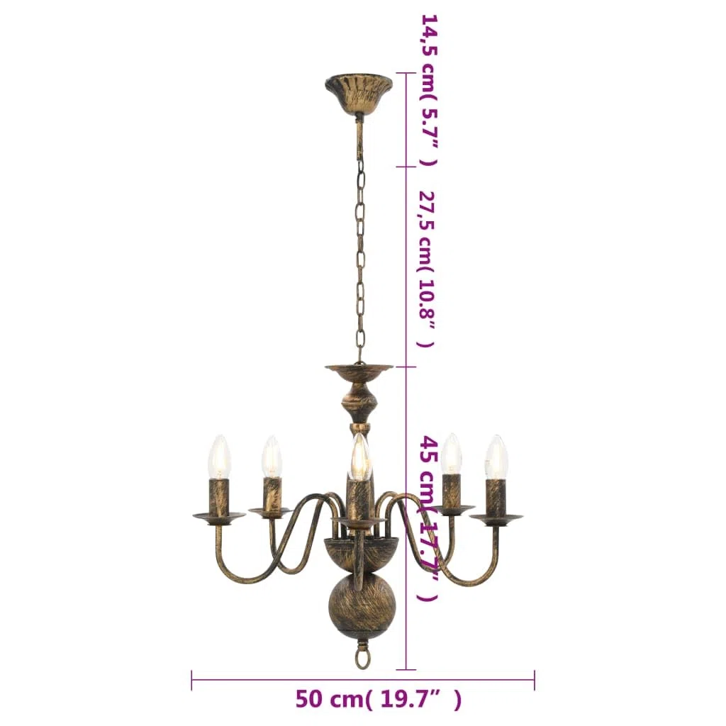 vidaXL Kronleuchter Antik Deckenlampe Pendelleuchte Lüster Deckenleuchte Hängeleuchte Hängelampe Leuchte Lampe Schwarz 5xE14-Glühbirnen