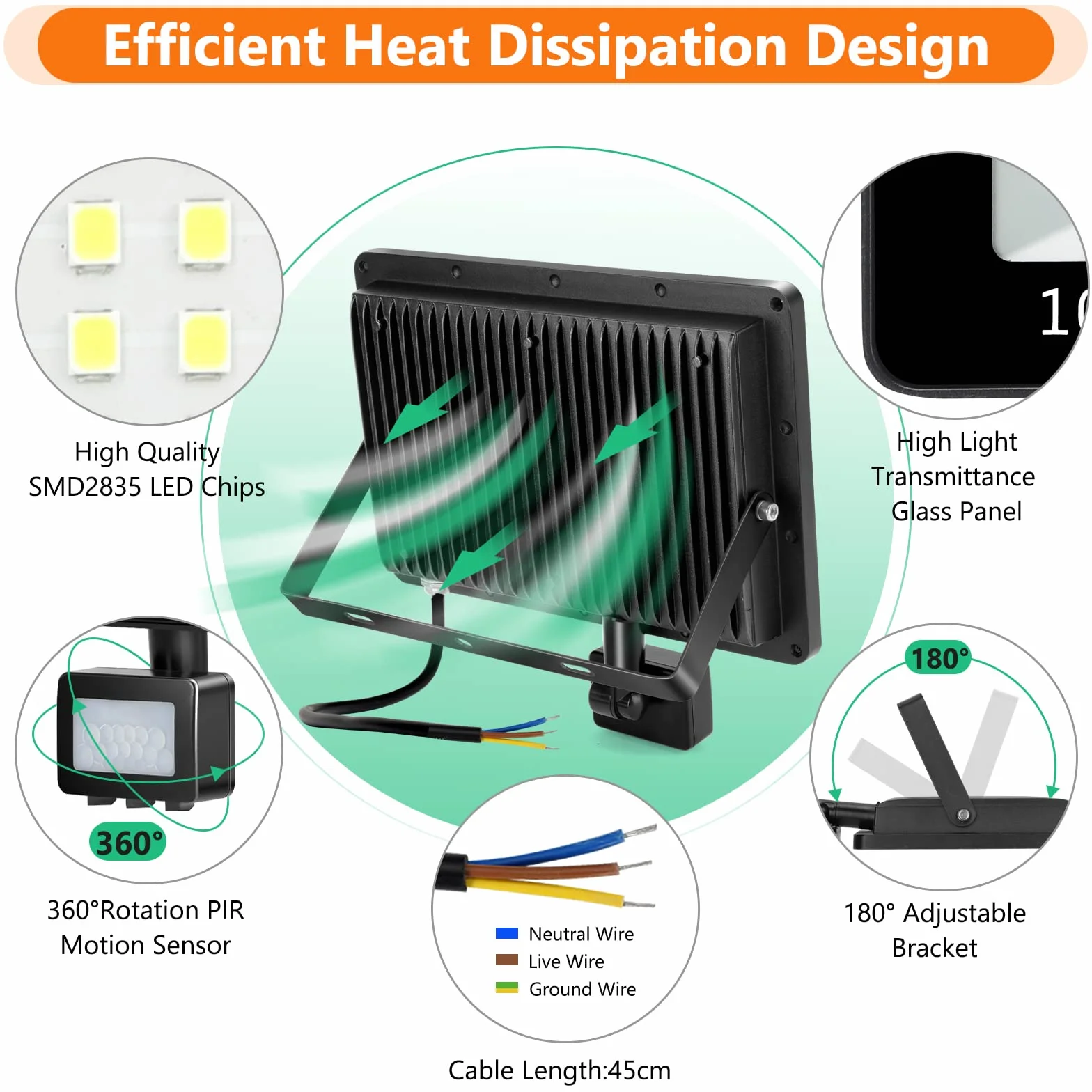 YIQIBRO LED Strahler mit Bewegungsmelder Außen 100W, 10000LM LED Fluter mit Bewegungsmelder Außen,6500K Kaltweiß Außenlampe Außenstrahler, IP67 Wasserdichte Scheiwerfer Außen für Lager Garten Garage