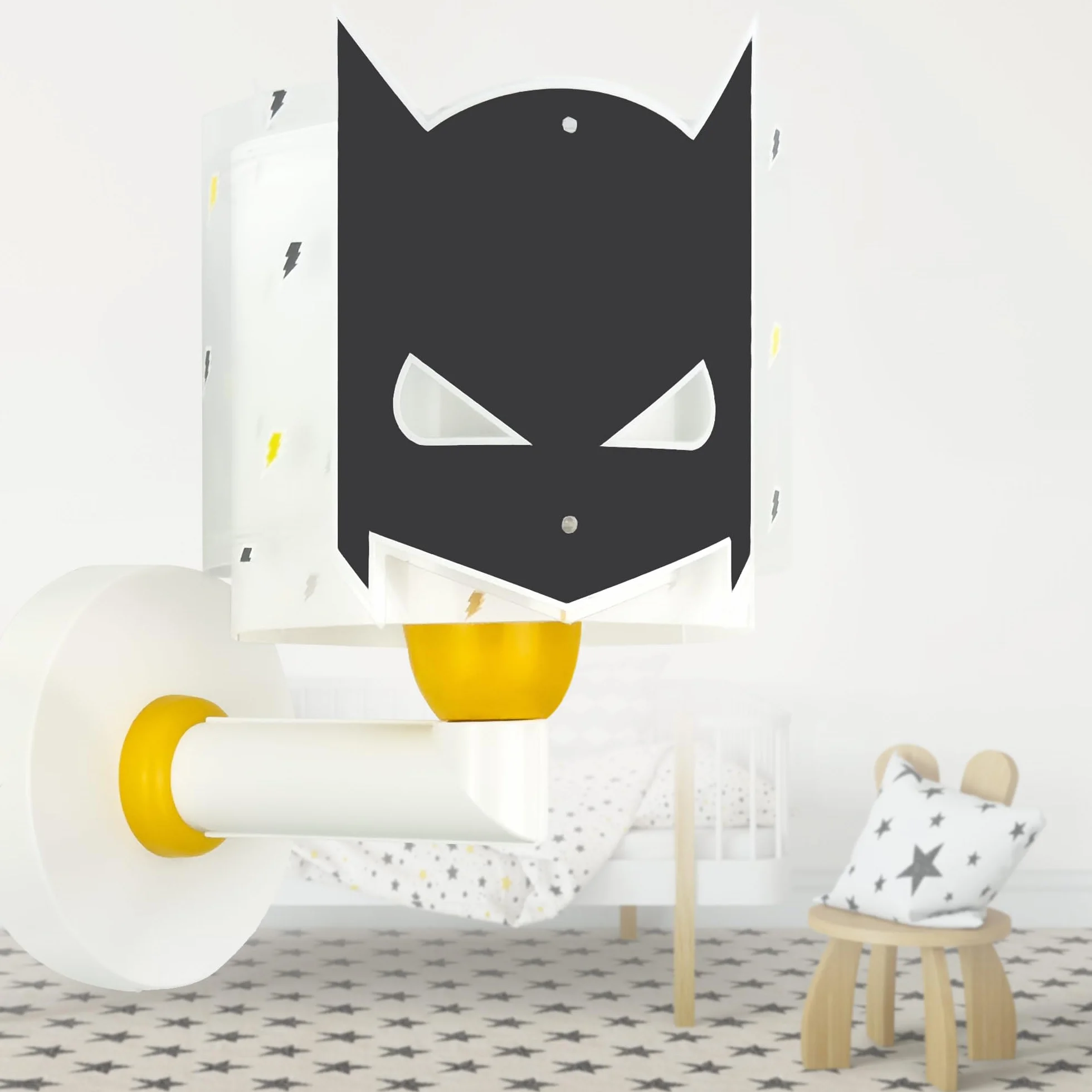 Dalber kinder Wandlampe, Kinderlampe Wandleuchte Dark Hero Superheld, Schwarz | Wandleuchte; Kinderzimmer; E27 - 1 x 15W