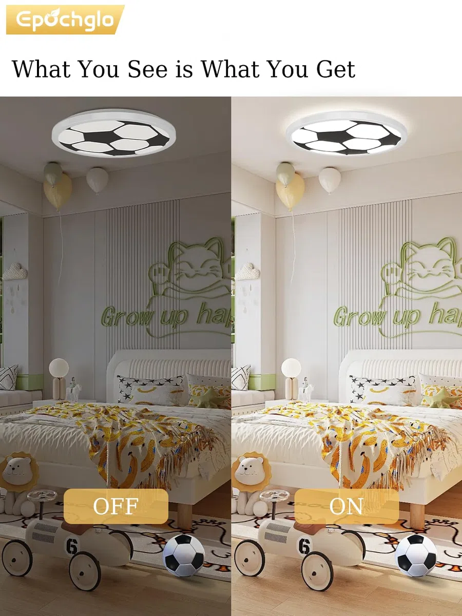 Deckenlampe LED Deckenleuchte Flach 24W 4000K Weiß Fußball 2400LM IP44 Modern Ultra Dünn LED Lampe Decke für Wohnzimmer Schlafzimmer Badezimmer Flur Balkon Mädchen Junge Kinderzimmer, Ø30cm, Rund