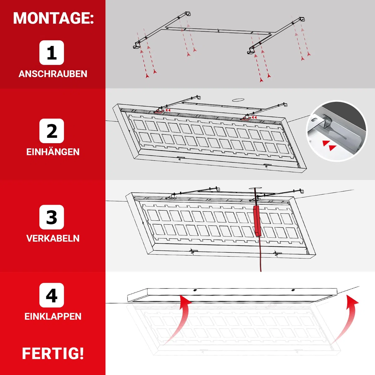 LED Anbaupanel 150x30cm 3000K Warmweiß UGR19 6400lm 40W Bürodeckenleuchte Aufputz Rasterleuchte