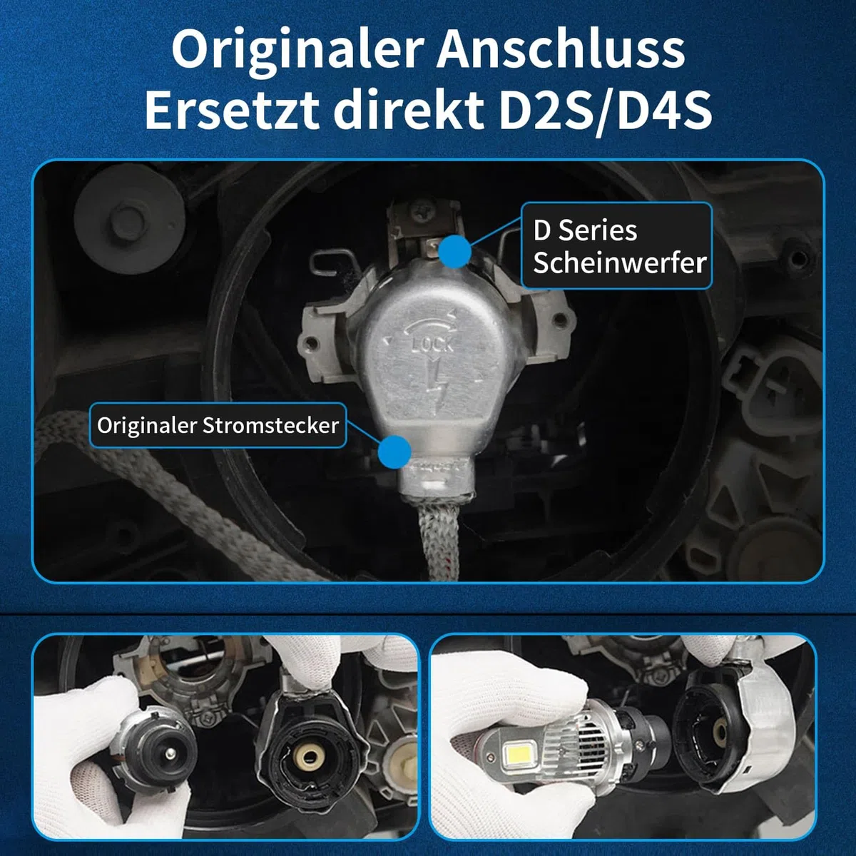 2 Stück D2S Xenon Brenner 12V 35W,Xenon-Scheinwerferlampe, 6500K Kühles Weiß, D2S mit Zertifizierung, Ersatz für HID-Xenonlampen, Stabile Leistung & Extrem Langlebig