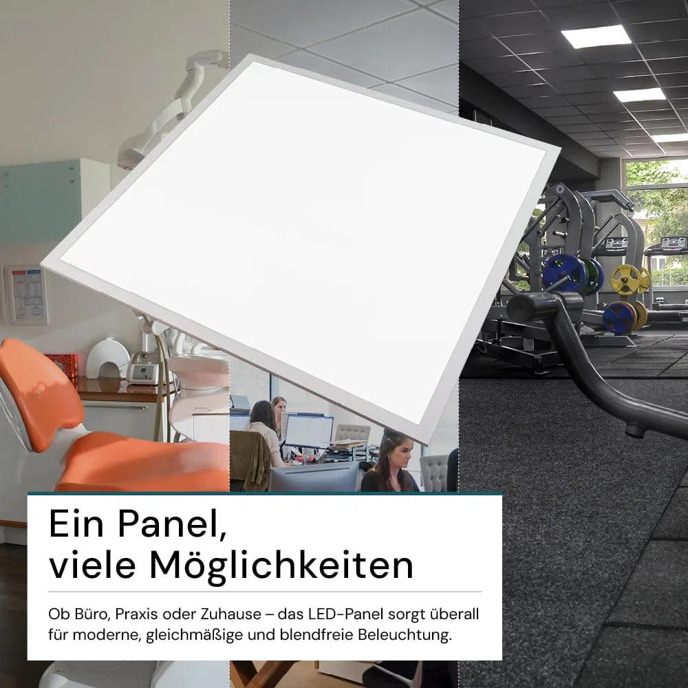 LED Panel 62x62cm 3600lm 4000K 36W Rasterleuchte Einlegeleuchte Büroleuchte inkl. Trafo 6 Stück