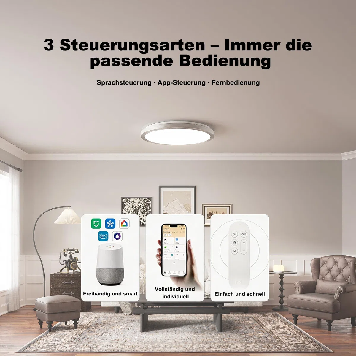 Yeelight Smart Deckenlampe, LED Deckenleuchte RGB Close-to-Ceiling Lights, 38 W 2300 Lumen, 2700K-6500K dimmbare Lampe, DIY kompatibel mit Alexa, für Wohnzimmer Schlafzimmer Küche Flur 40 cm