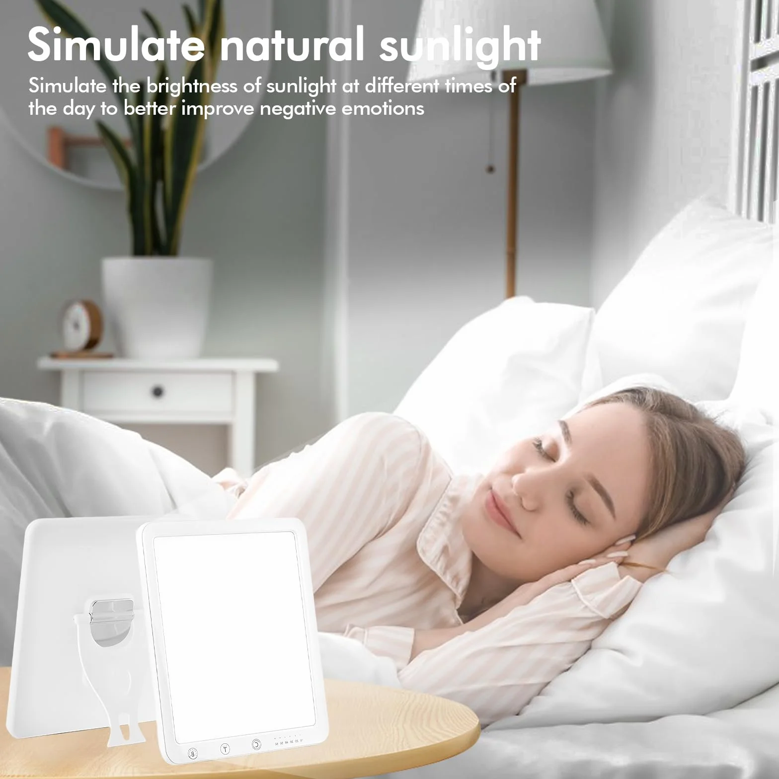 Tageslichtlampe 10000Lux, Einstellbare Tageslichtlampe, Lichttherapielampe mit 3 Farbtemperaturen, 6 Gang Timing, 5 Temperatureinstellungen, Led Gesichtsmaske Lichttherapie Für Hause Büro(Weiß)