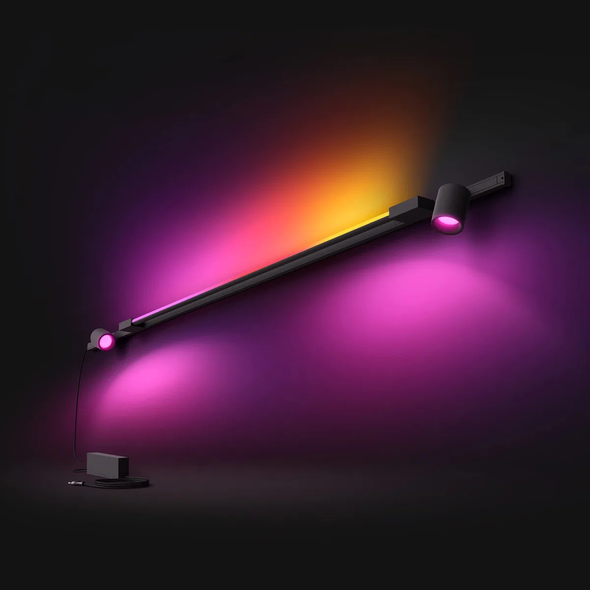 PHILIPS Hue Perifo railverlichting muur 2-spots gradient light tube zwart basisset