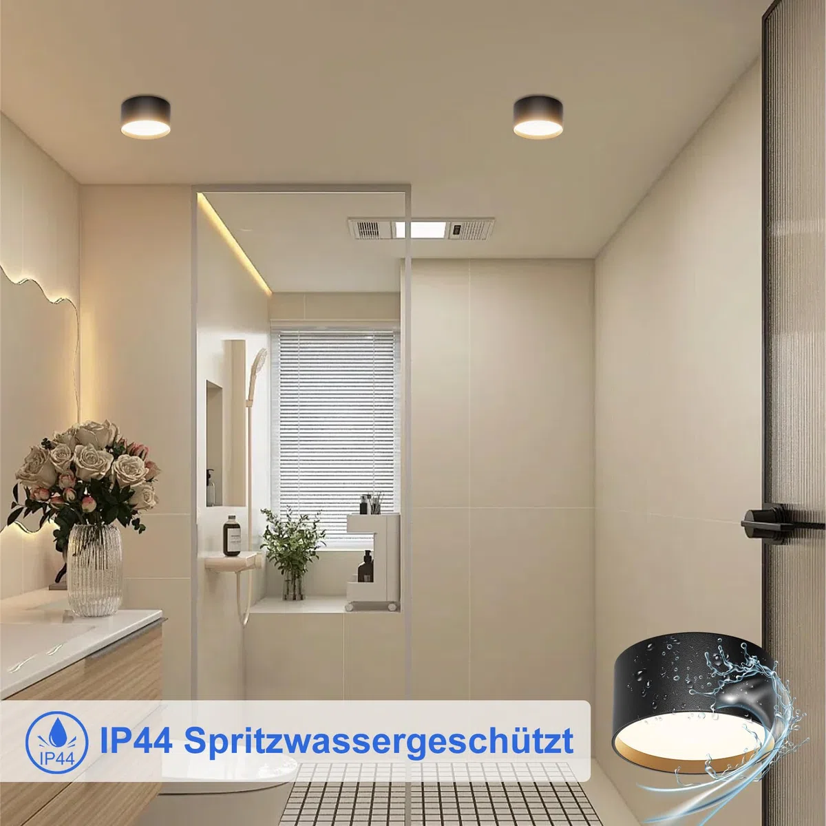 Klighten LED 18W Aufbauspot Runde Deckenspots Aufputz Deckenleuchte, Schwarz Aufbaustrahler, Deckenstrahler Flach Aluminium+Acryl, Aufbauleuchte Warmweiß 3000K, Aufputzleuchte IP44, 1029LM, 60x120mm