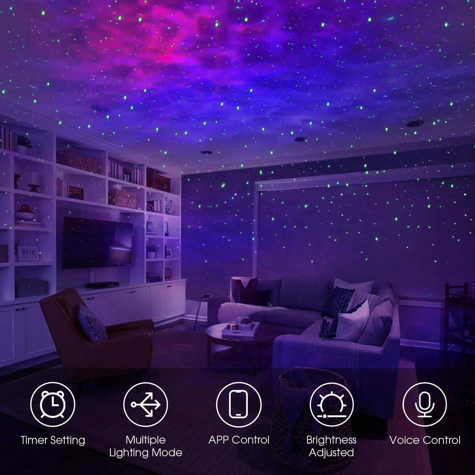 PANAMALAR Smart Sternenhimmel Projektor, WLAN LED Projektor Galaxy Sternenlicht Kinder mit Sprachsteuerung von Alexa/Timer,Nachtlicht Geschenk für Kinder Party Weihnachten (SK20-White)