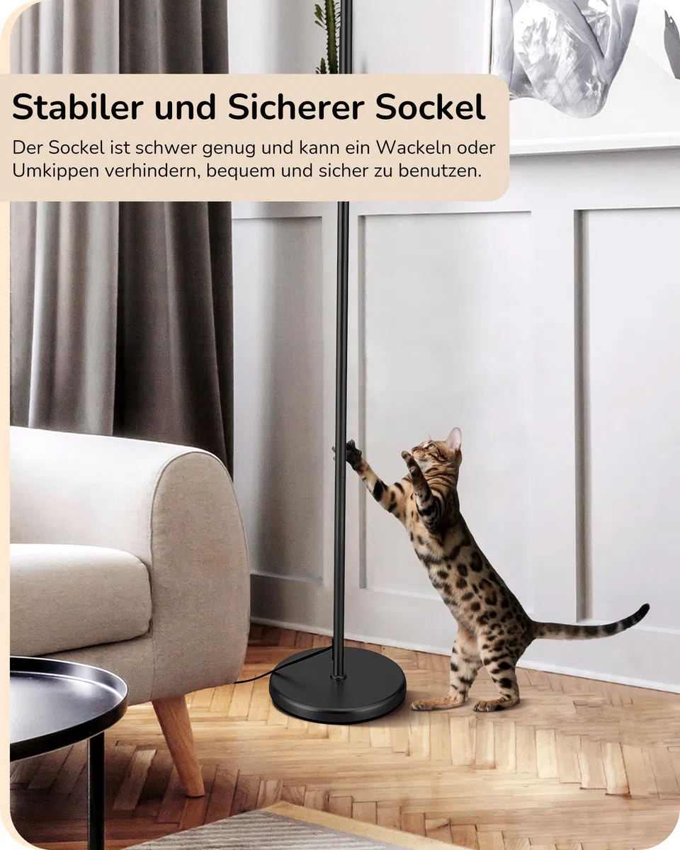 EDISHINE Stehlampe Wohnzimmer 160cm, Bogenlampe Modern mit Beigen Verstellem Leinen-Lampenschirm, LED E27 Glühbirne inklusive, Schwarz Leselampe Stehleuchte für Schlafzimmer, Kinderzimmer
