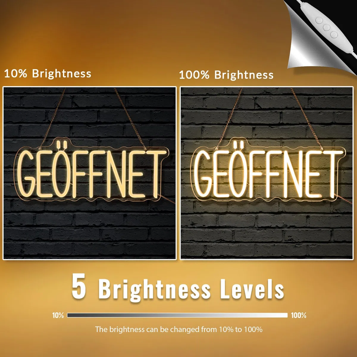 Geöffnet Neonschild für Tür, Open Leuchtreklame Türschild, LED Neonlicht Hängeschild USB-Betrieb mit dimmbarem Schalter für Food Truck,Restaurant,Buchhandlung,Hotel,Supermarkt