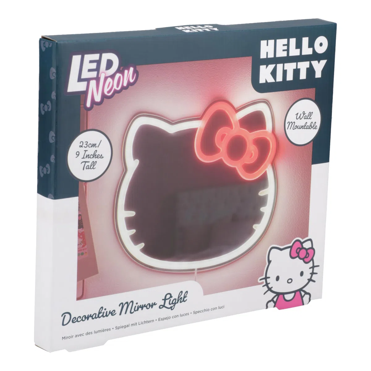 Paladone Hello Kitty LED-Neon-Wandspiegel, offiziell lizenzierte Sanrio-Deko für Zuhause und Schlafzimmer, Geschenk für Kawaii-Fans, USB-betrieben