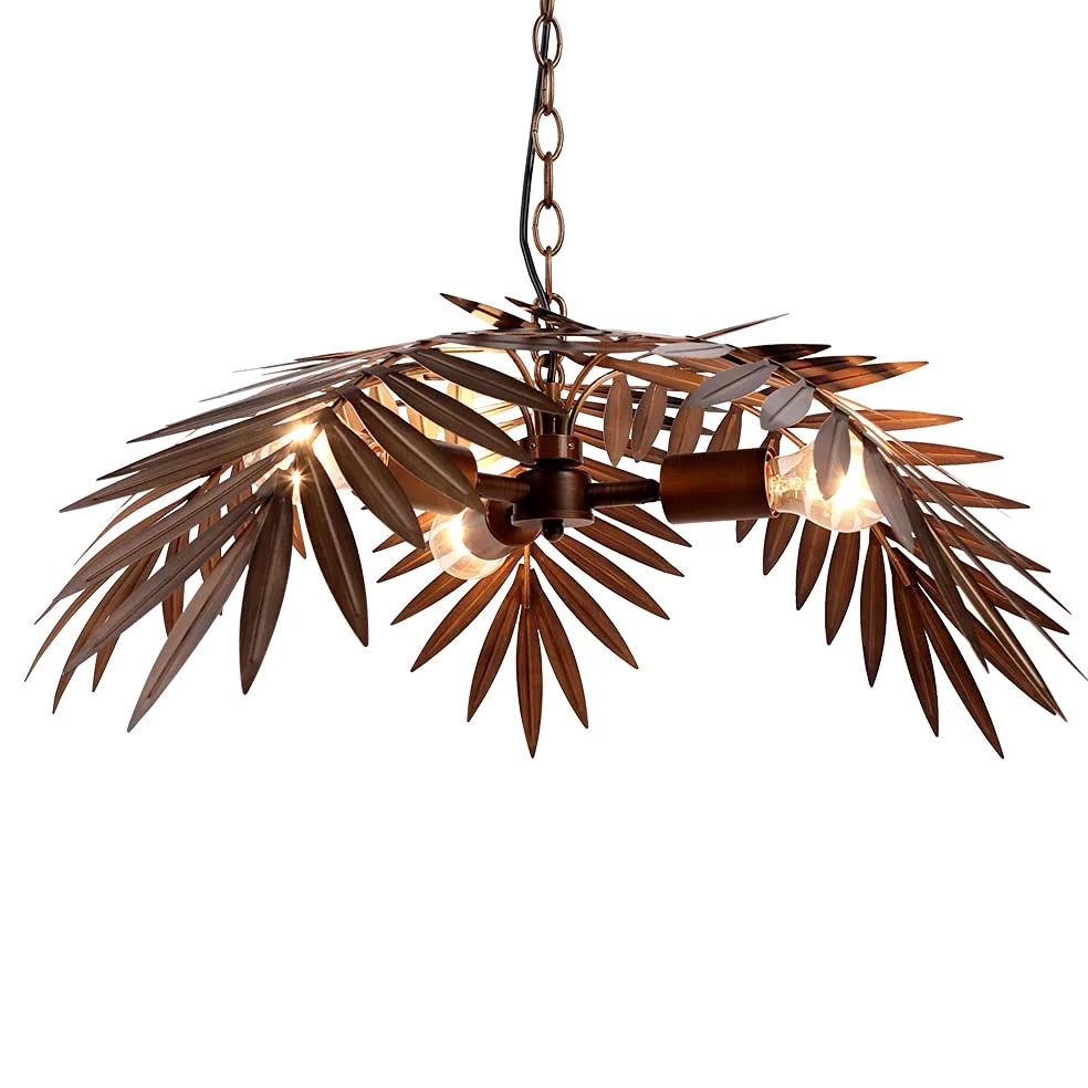 Bronze Vintage verstellbare tropische Kokosnussbl?tter Kronleuchter Rustikale Baumlampen Wohnzimmer Esszimmer Schlafzimmer K¨¹che h?ngende Beleuchtungsk?rper