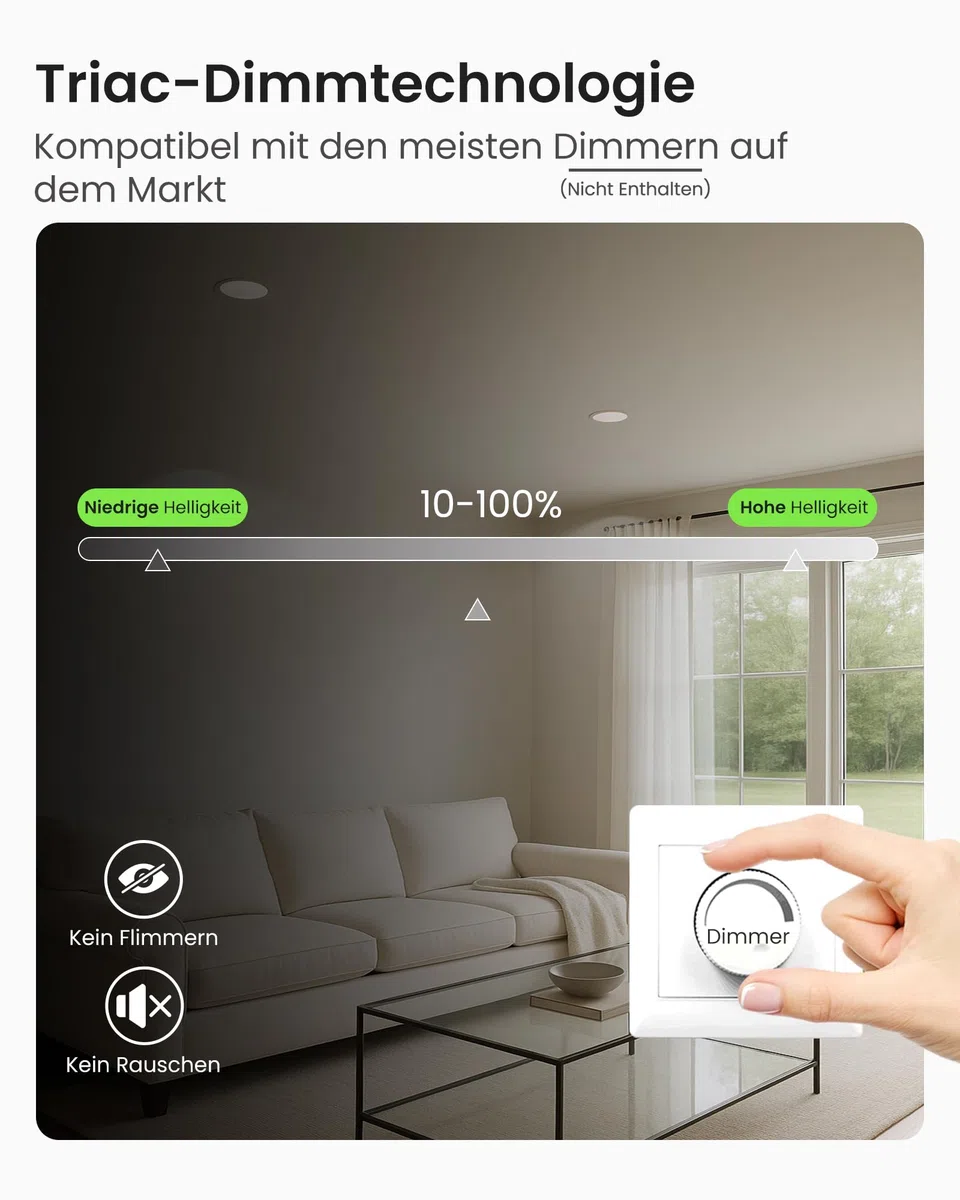 ALUSSO LED Einbaustrahler 230V Dimmbar 68mm 7W Ultra Flach IP44 LED Spots Warmweiß Neutralweiß Kaltweiß Deckenspots für Badezimmer Küche Wohnzimmer, Weiss, 6er Set