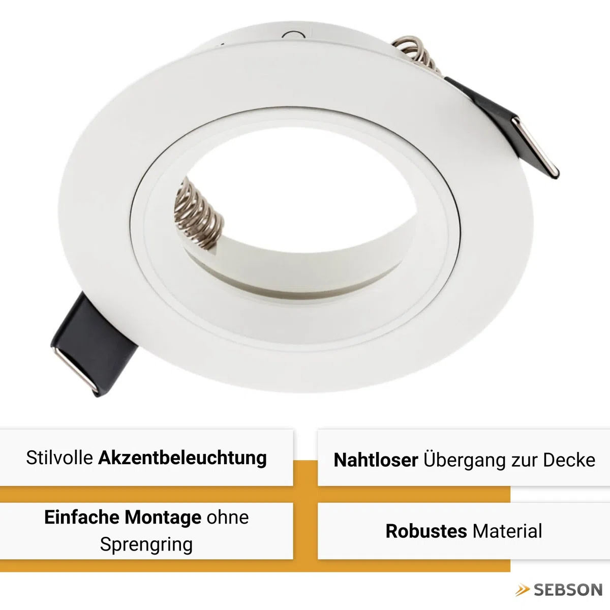 SEBSON Gehäuse für Einbaustrahler mit GU10 Fassung - Einbaurahmen Alu, nicht schwenkbar - Lochdurchmesser 60-70mm Abdeckung Ø80mm Deckenspot - 6er Set