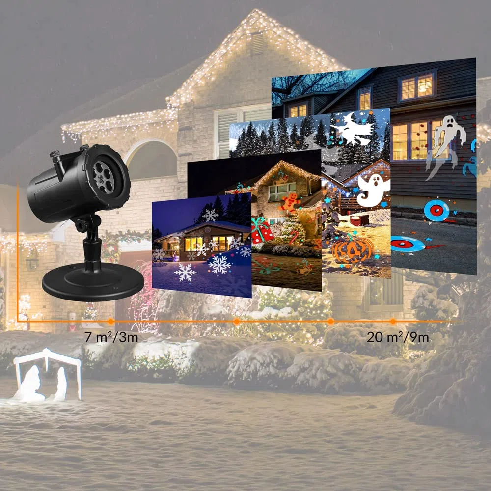 MONZANA LED Projektor Weihnachten Außen Innen 72 Motive Bunt IP44 Beleuchtung