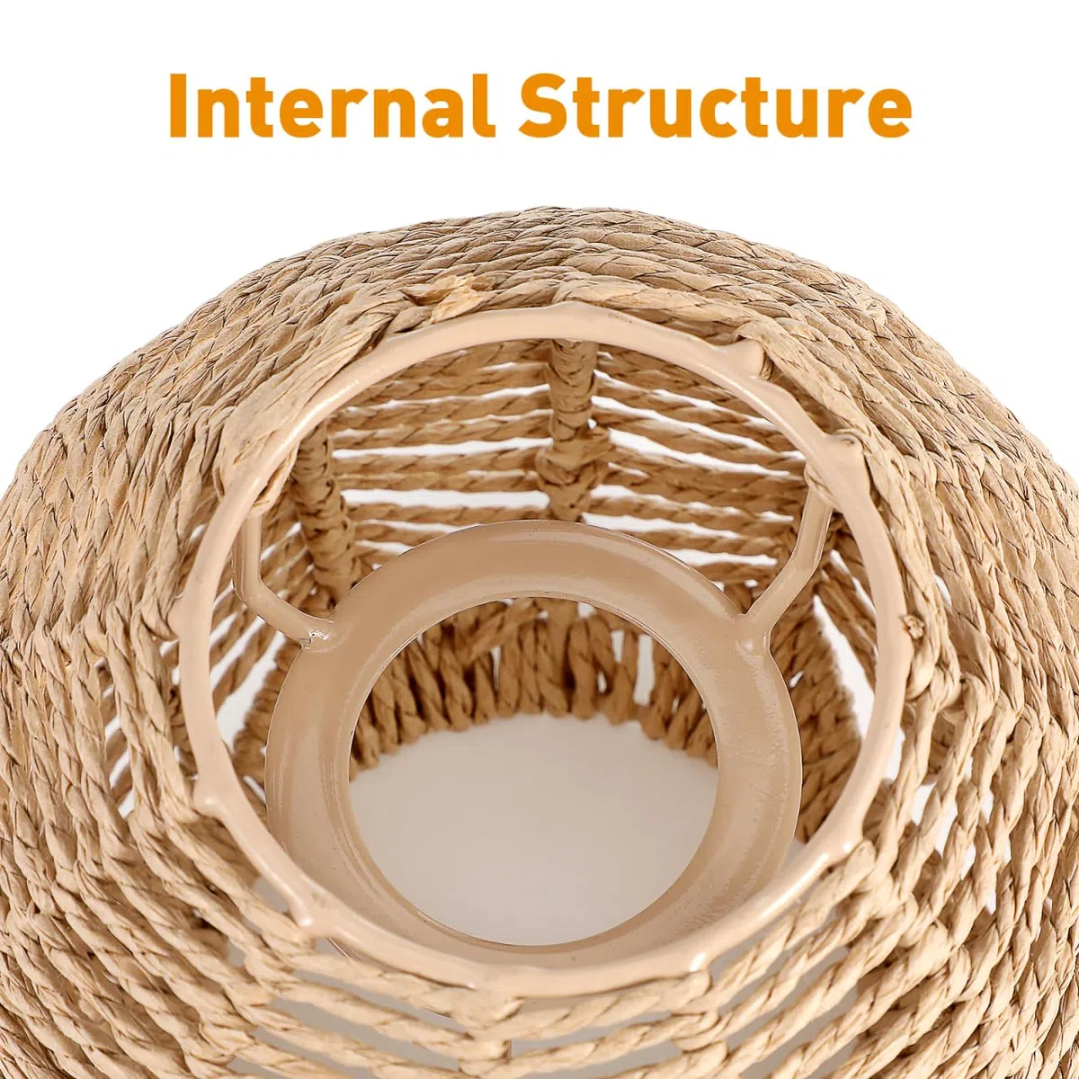 Angoily 3 Stücke Gewebt Lampenschirm Retro Rattan Gewebt Korb Decke Hängelampe Abdeckung Vintage Kronleuchter Lampenschirm für Esszimmer Wohnzimmer, 14 x 15 x 15 cm (Durchmesser des Mittellochs: 4cm）