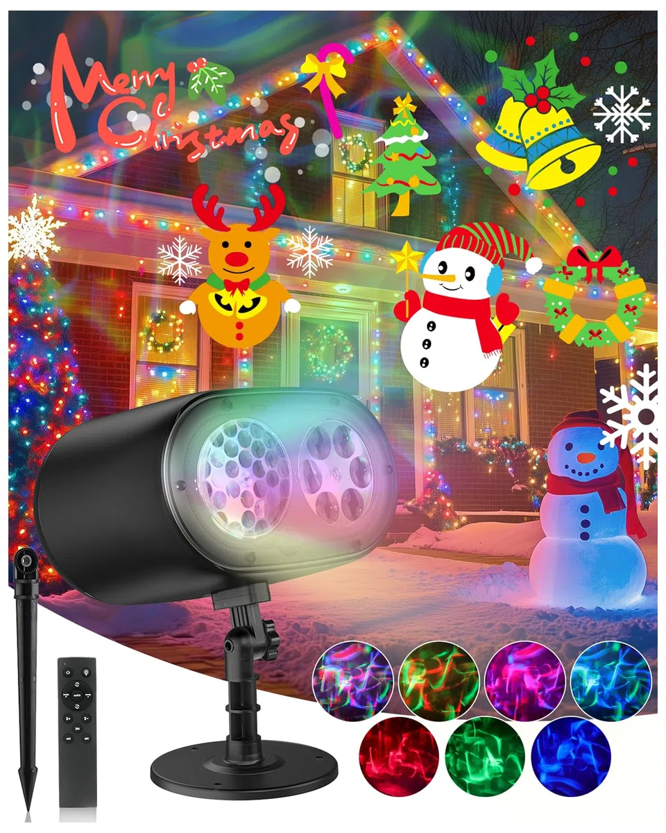CAVWVTYU Projektor Verbesserte hellere HD-Halloween-Weihnachtsprojektorlichter, IP67 wasserdichtes Außenprojektorlicht mit Aurora, festliche Atmosphärenprojektionslichter für Haushof-Partydekorationen