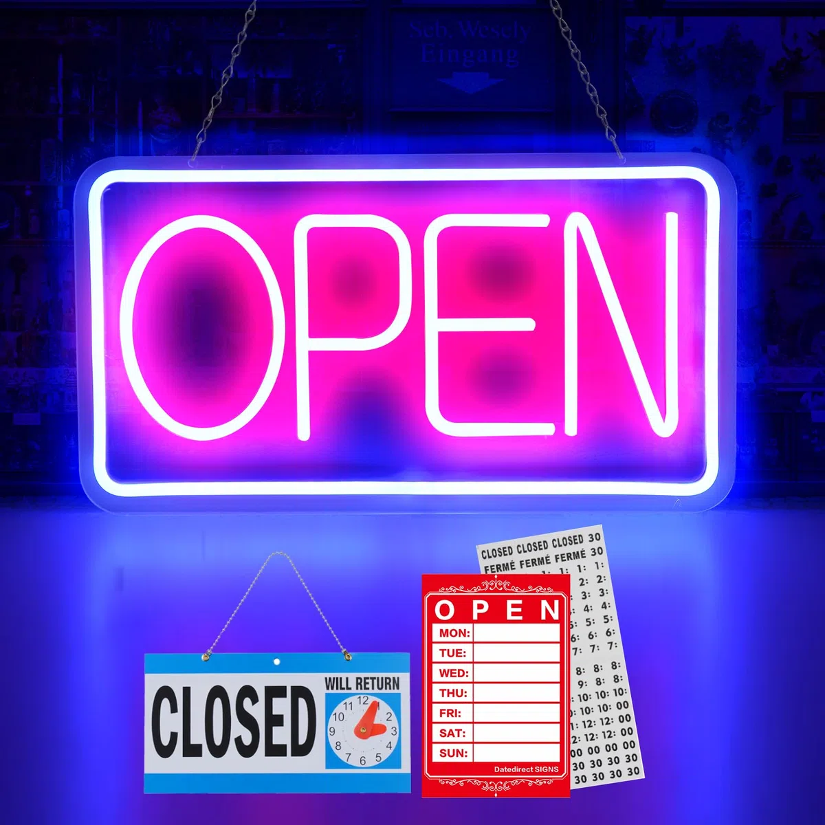 LED Open Leuchtreklamen 42x22cm LED Open Schild für Bar Pub Hotel Café Restaurant Spielzimmer Wandkunst Dekoration Zeichen Powered by USB