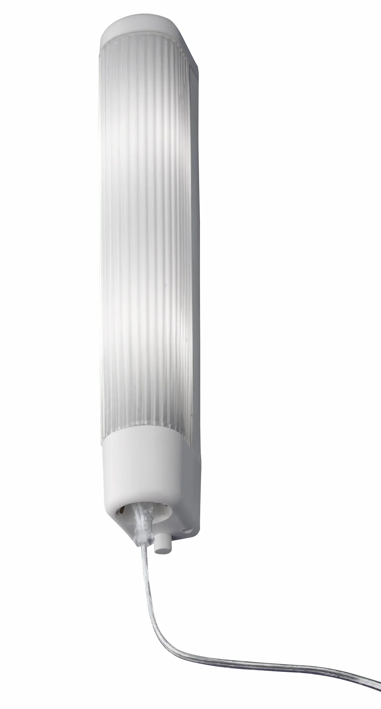 EGLO Wandlampe Bari 1, 2 flammige Spiegelleuchte mit Steckdose und Druckknopf, Wandleuchte aus Glas, Kunststoff in Weiß, Spiegellampe mit E14 Fassung, L 35 cm