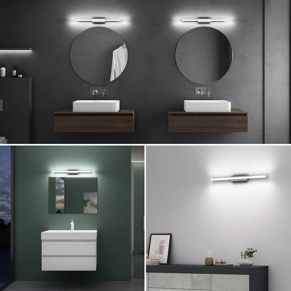 Mai & Mai Spiegelleuchte 60cm LED Badlampe | Spiegellampe, 6000K Badezimmer Lampe | LED Wandleuchte Chrom 14W Spiegelstrahl